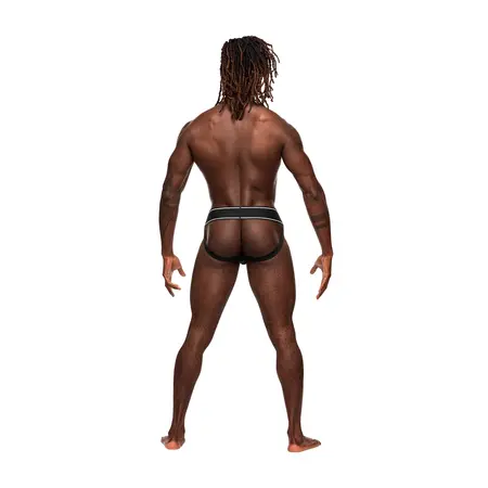 Male Power Modal Rib Jockstrap L/XL Black Comfort Waistband