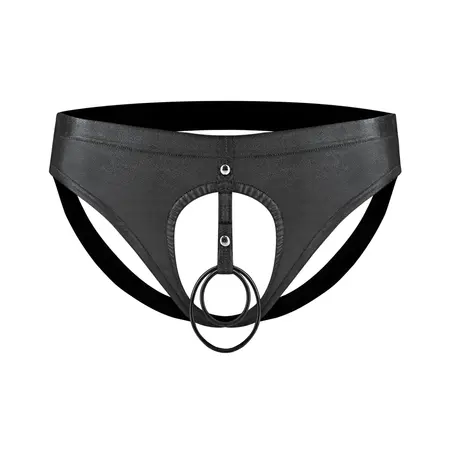 Male Power Double Ring Jock L Black - Adjustable Dual Band System