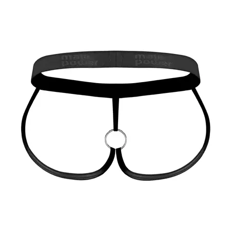Male Power Ring Jock L Crna - Podesivi pojas i sistem metalnih prstenova