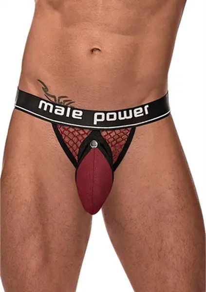 Male Power Cock Pit Net Jock S/M - Bordo Comfort System
