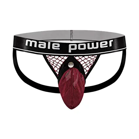 Male Power Cock Pit Net Jock S/M - Bordo Comfort System