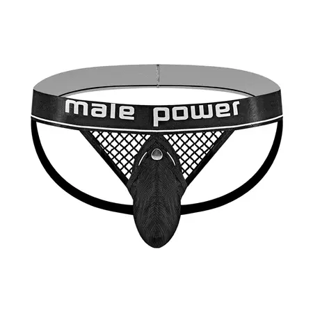 Male Power Cock Pit Net Jockstrap L/XL Crna sa kesom koja se skida