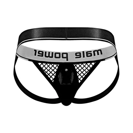 Male Power Cock Pit Net Jockstrap L/XL Crna sa kesom koja se skida