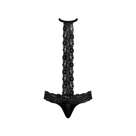 Male Power Scandal-Lace Choker Thong L/XL Mesh & Lace Black