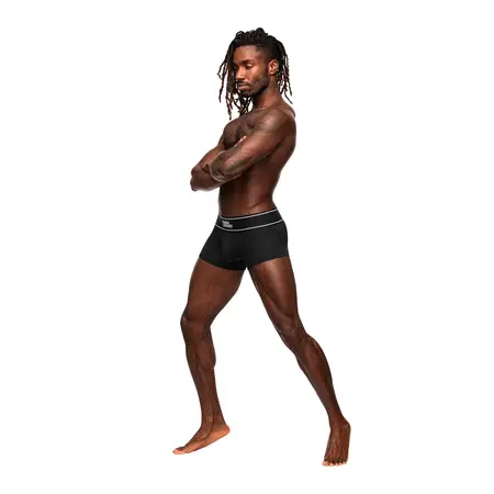 Male Power Modal Rib Pouch Short S Crna - Mekana rebrasta tkanina, brendirani pojas