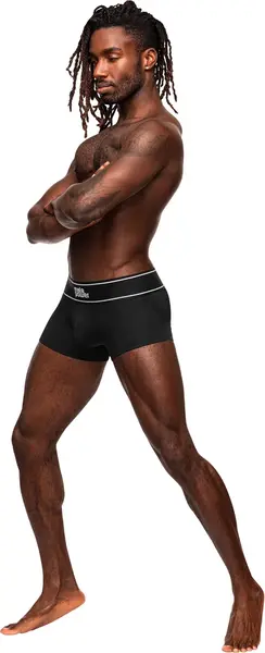 Male Power Modal Rib Pouch Short M Black - Mid-Thigh Comfort Fit