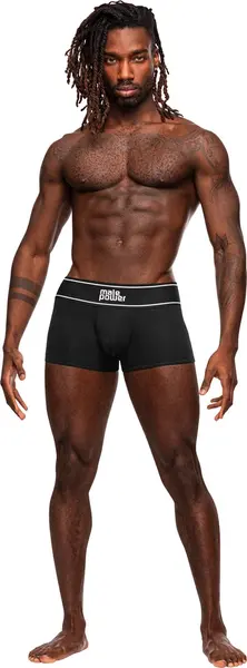 Male Power Modal Rib Pouch Short M Black - Mid-Thigh Comfort Fit