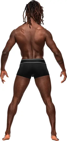 Male Power Modal Rib Pouch Short M Black - Mid-Thigh Comfort Fit