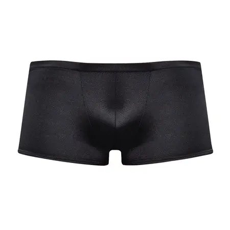 Male Power Lo Rise Satin Short S Black - Comfort Fit Pouch