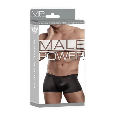 Male Power Lo Rise Satin Spandex Shorts M Black Comfort Fit