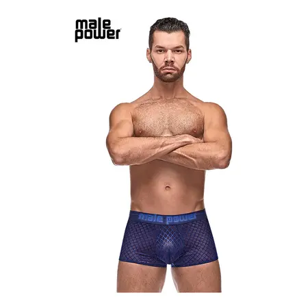 Male Power Diamond Mesh Mini Short M Navy - Breathable Athletic Fit