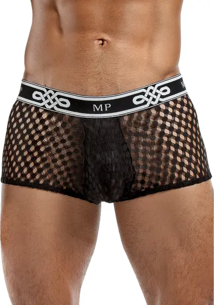 Male Power Mini Pouch Shorts XL Black - Low Rise, Branded Waistband