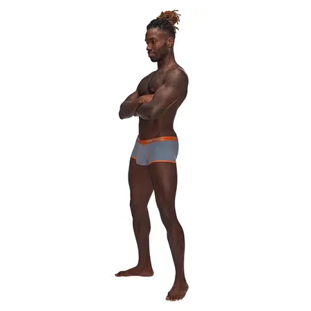 Male Power Uplift Mini Short M Grey - Satin Finish Waistband Comfort