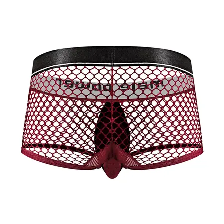 Male Power Mini Ring Shorts S Burgundy - Detachable Pouch Design