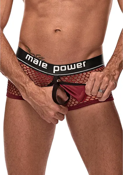 Male Power Mini Ring Briefs M Burgundy - Snap-Off Pouch & Elastic Ring