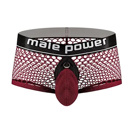 Male Power Mini Ring Briefs M Burgundy - Snap-Off Pouch & Elastic Ring