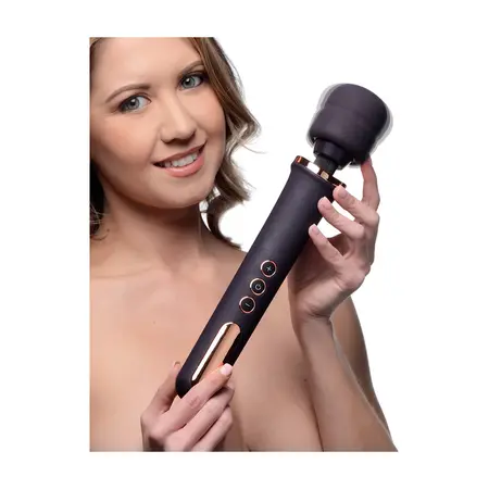 XR Brands Scepter Silicone Wand Massager Black Rechargeable Flexible