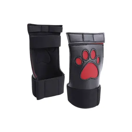 OUCH! Neoprene Puppy Paw Gloves Red - Comfortable Role Play Mitts