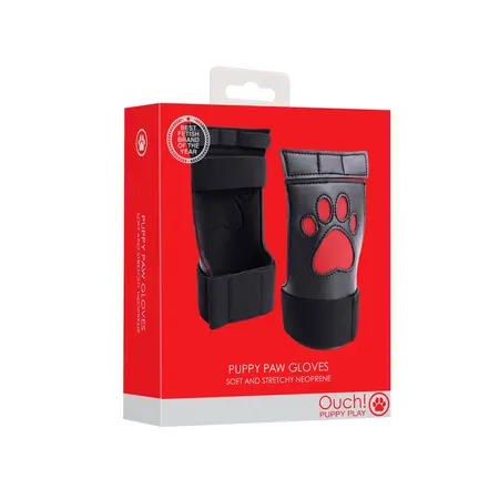 OUCH! Neoprene Puppy Paw Gloves Red - Comfortable Role Play Mitts
