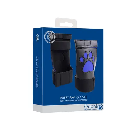 OUCH! Neoprene Puppy Paw Gloves Blue - Comfort Fit Roleplay Mitts