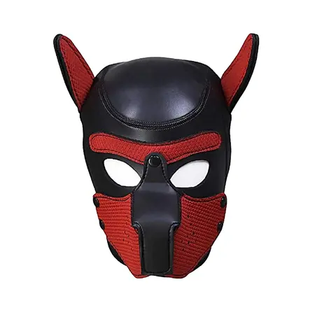 OUCH! Neoprene Puppy Hood Red - Adjustable Mask with Detachable Muzzle