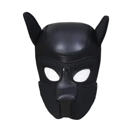 OUCH! Neoprene Puppy Play Mask Black - Adjustable Detachable Muzzle