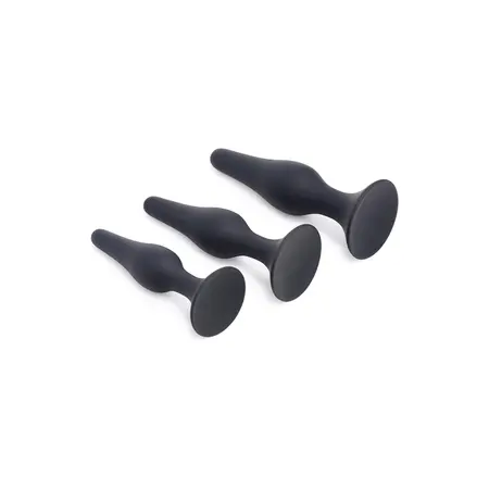 XR Brands Triple Spire Silikonski Trening Set 3-Delni Crni Suženi Dizajn