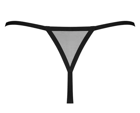Obsessive Novenes Thong XS/S, Transparent Black, Crotchless Design