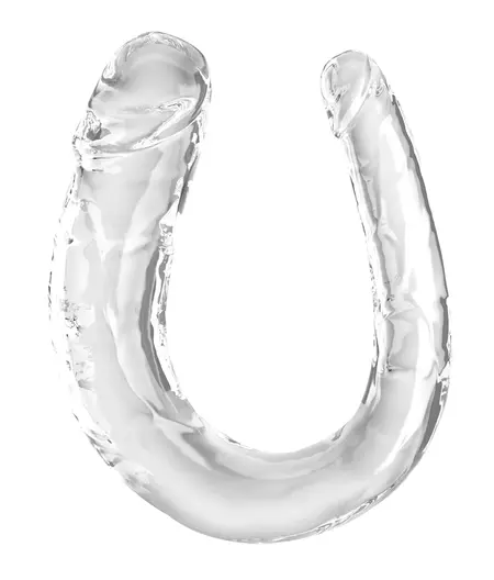 King Cock Clear Medium Double Trouble - Transparentni Fleksibilni Model 33 cm