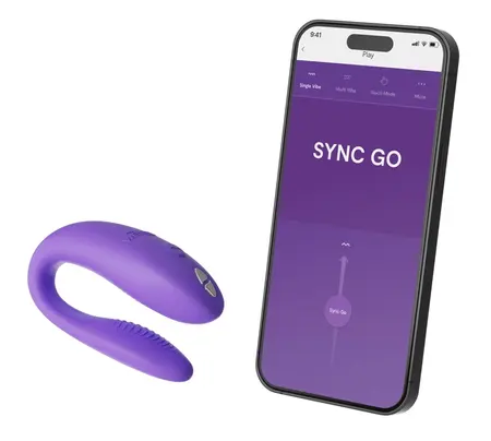 We-Vibe Sync Go ljubičasti – dvostruki nosivi vibrator, kontrolisan aplikacijom, silikon