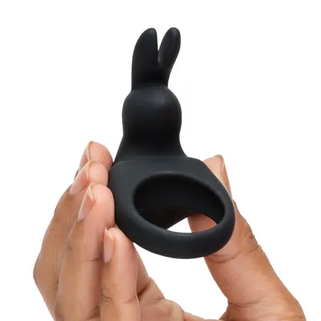 Happy Rabbit crni intimni prsten sa vibrirajućim fleksibilnim ušima
