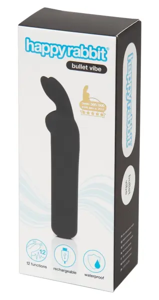 Happy Rabbit Bullet Vibe crni – kompaktni punjivi intimni mini masažer