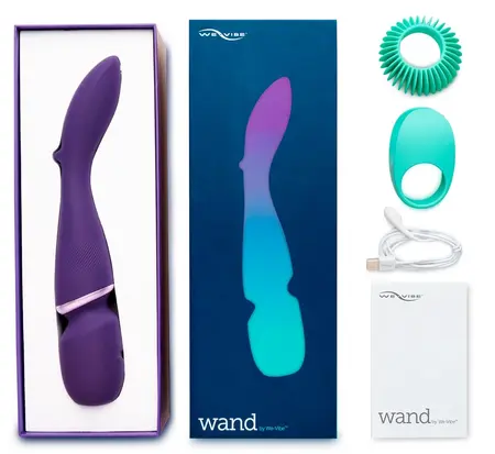 We-Vibe Wand Cordless Massager with App Control & Attachments, Purple