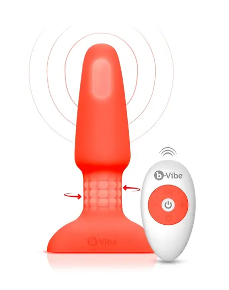 b-Vibe Rimming Plug 2 Orange - Rotating Pearl Anal System, 15 cm