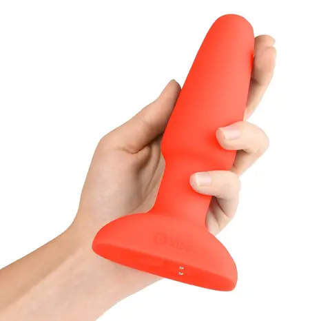 b-Vibe Rimming Plug 2 Orange - Rotating Pearl Anal System, 15 cm