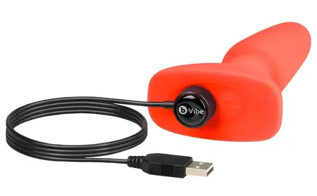 b-Vibe Rimming Plug 2 Orange - Rotating Pearl Anal System, 15 cm