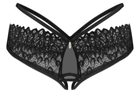 Obsessive Donarella Briefs XL/2XL Black Embroidered Crotchless Panties
