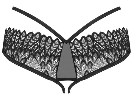Obsessive Donarella Intimate Briefs M/L Black Embroidered Crotchless