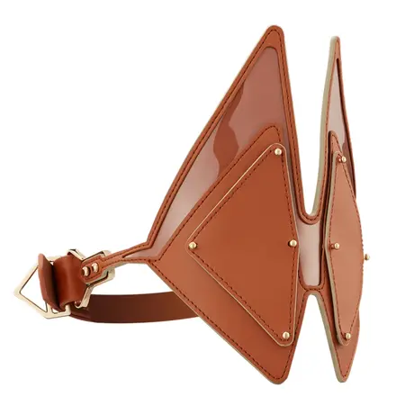 LOCKINK Vixen Adjustable Leather Blindfold Set Brown - Removable Eye Flaps
