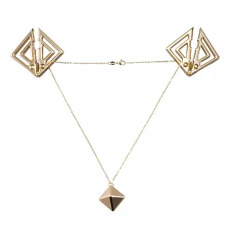 LOCKINK Adjustable Nipple Clamps Gold with Decorative Pendant, Nickel-Free