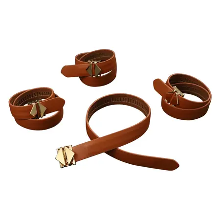 LOCKINK Hogtie Restraint System Adjustable Cuffs Set Brown