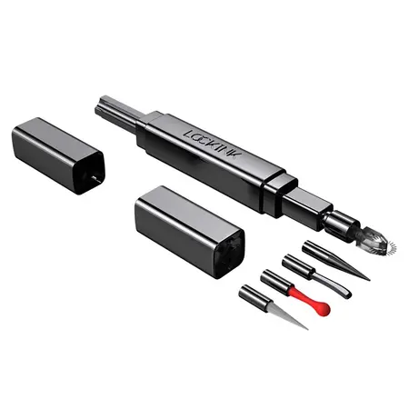 LOCKINK 5-in-1 Multi-Head Tickler Accessory Set - Black, Versatile Design