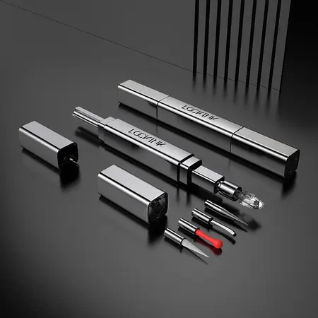 LOCKINK 5-in-1 Multi-Head Tickler Accessory Set - Black, Versatile Design