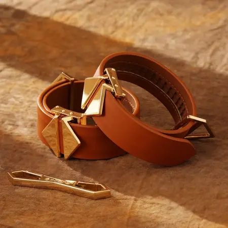LOCKINK Premium Leather Ankle and Wrist Cuffs Set, Adjustable, Brown
