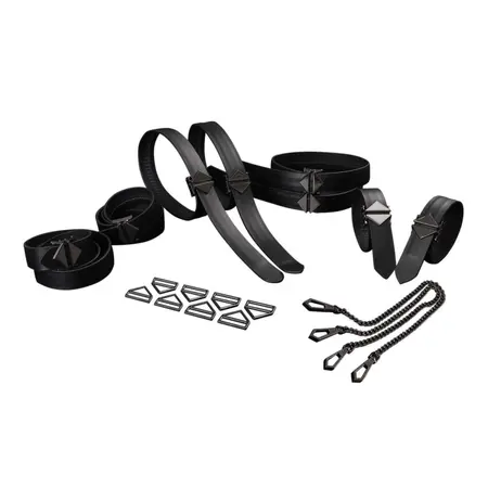 LOCKINK 8-Piece Adjustable Restraint Strap Set Black - Versatile Kit