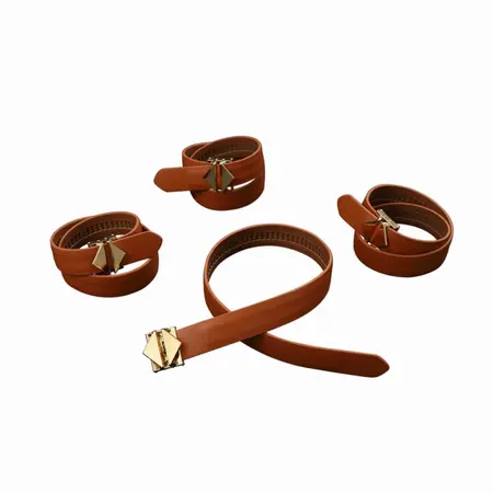 LOCKINK 8-Piece Adjustable Restraint Strap System Brown Set