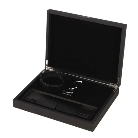 LOCKINK Blindfold Set Crna - Podesiva Kožna Maska za Oči sa Kopčama