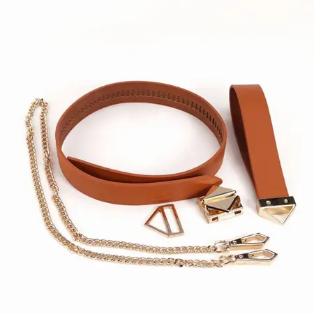 LOCKINK Premium Adjustable Collar and Leash Set Brown 80cm