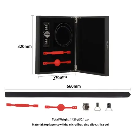 LOCKINK Adjustable Restraint Set with Ball Gag & Bite Gag, Black
