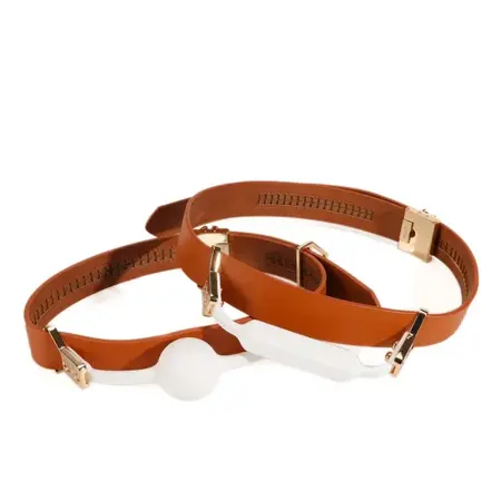 LOCKINK Ball-Gag & Gag-Bite Set Brown Adjustable Strap Storage Box